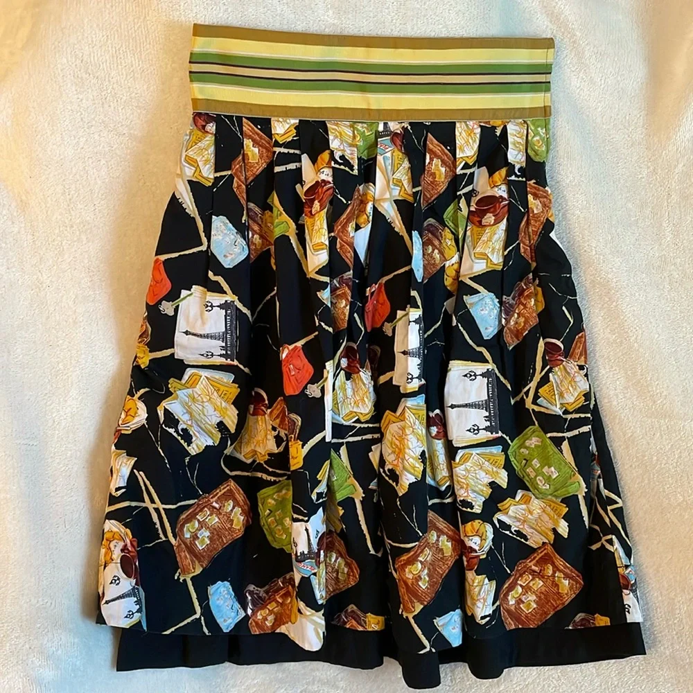 Diane Von Furstenberg Caranita Paris Themed Printed Pleated Skirt‎ size 2